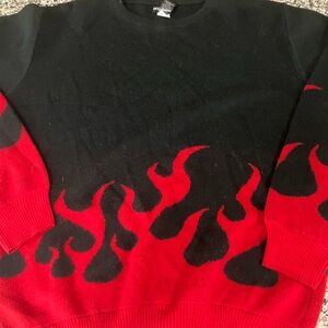 Hot Topic Fiery Black and Red Crewneck Sweater